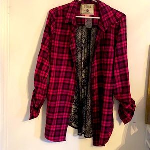 PINK Victoria Secret Brand pink plaid & lace